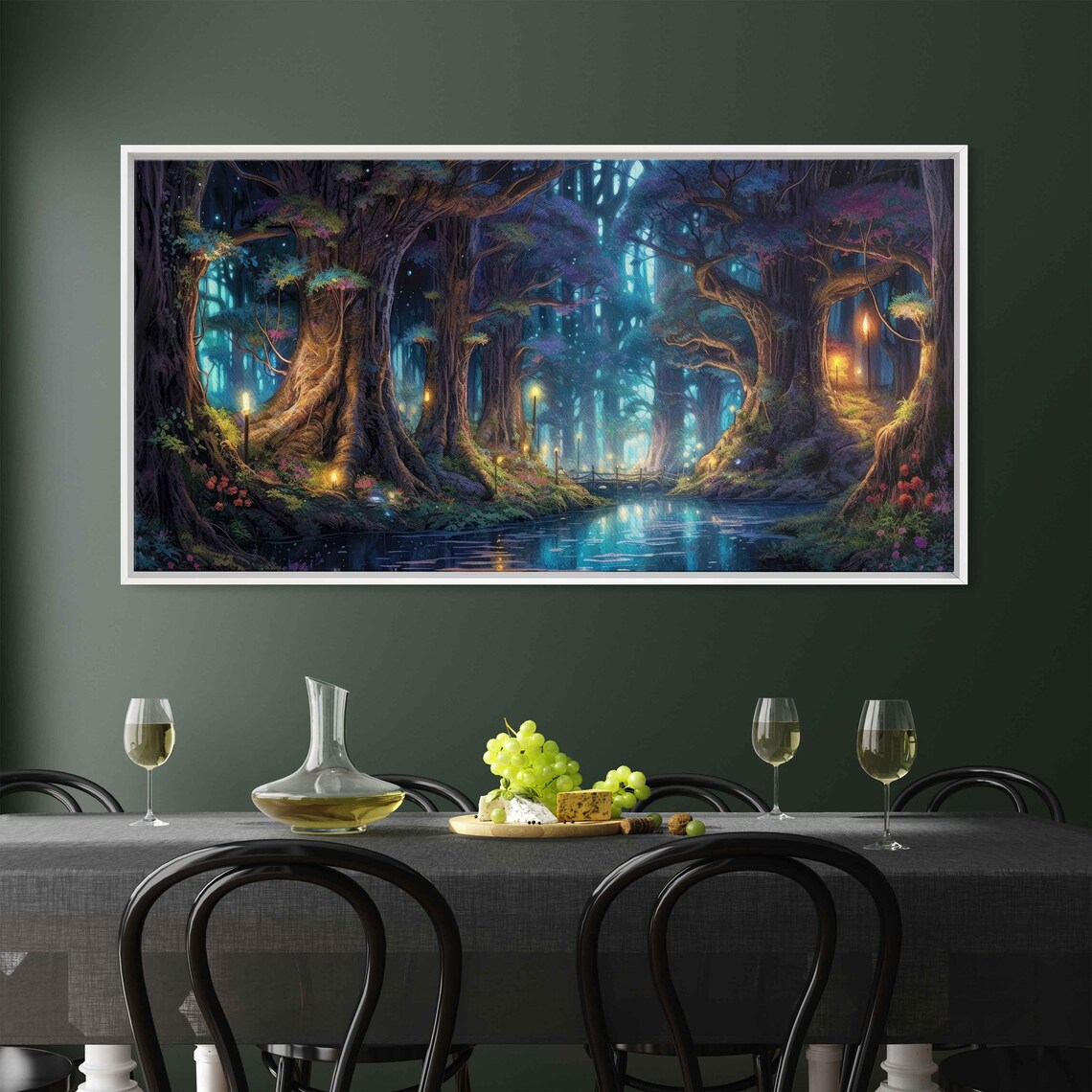 Enchanted Forest Pond Fantasy Landscape Art Print - Image 2