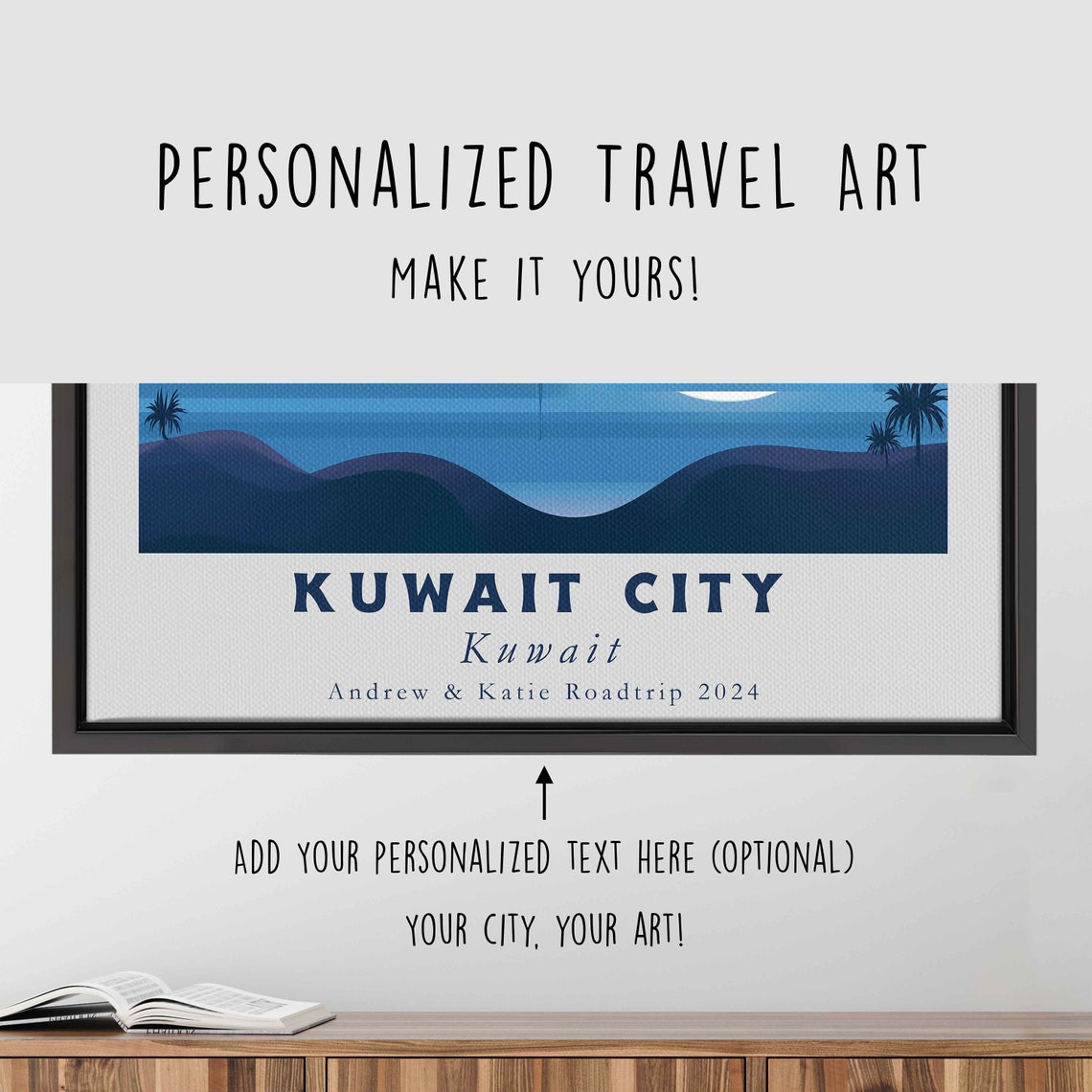 Kuwait City Kuwait Towers Night Reflection Moon Travel Poster - Image 4