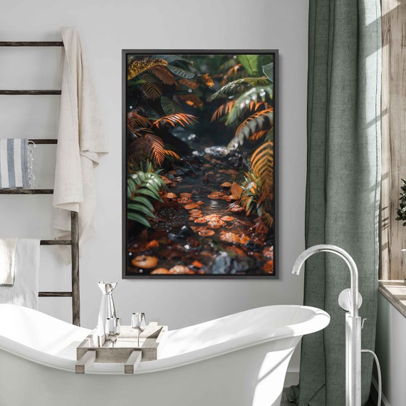 Water Covered Rainforest Floor Hyperrealistic Up Close Wall Art Print Tropical Foliage Rainforest Ferns And Plants Ready To Hang