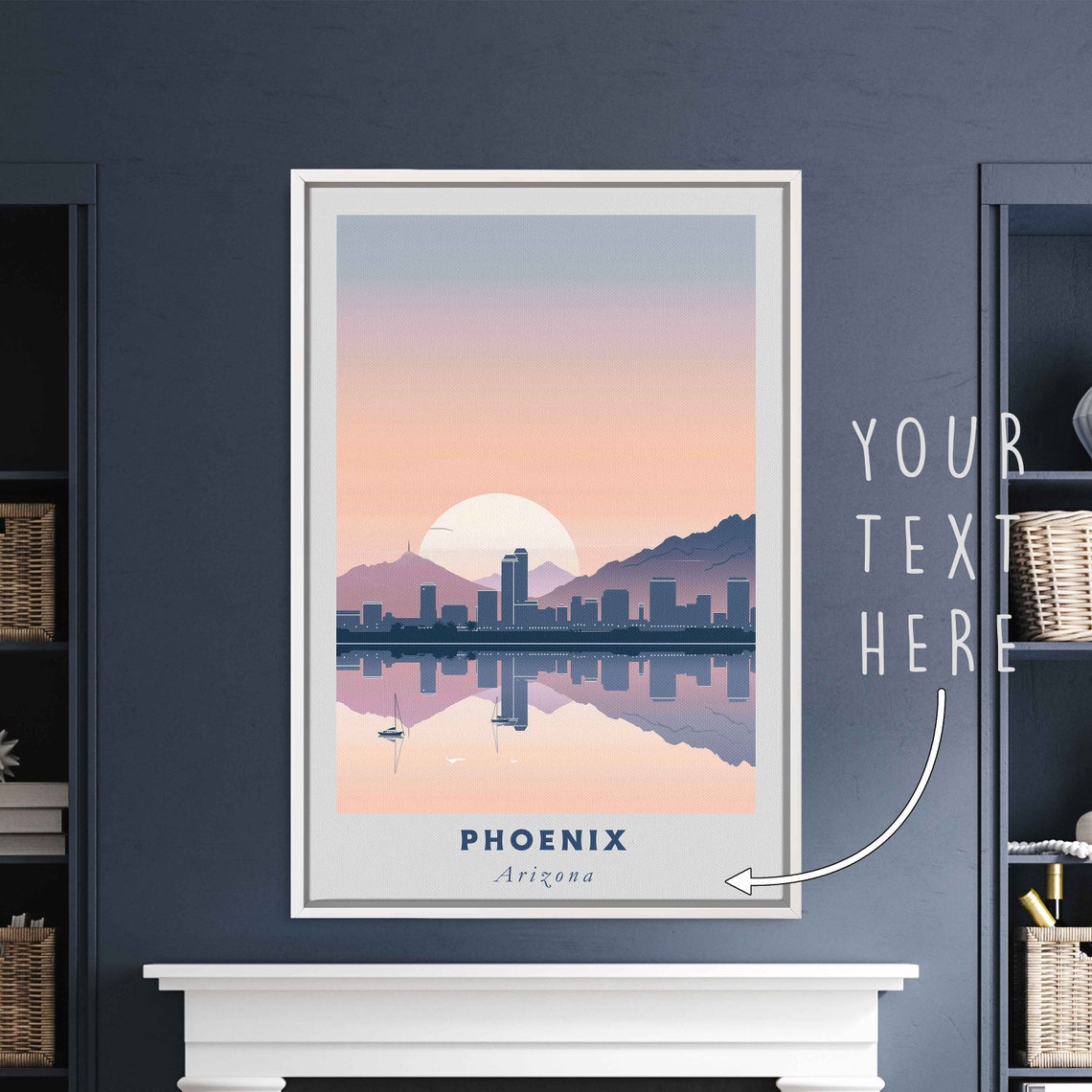 Phoenix Arizona Skyline Desert Mountains Sunset Travel Poster