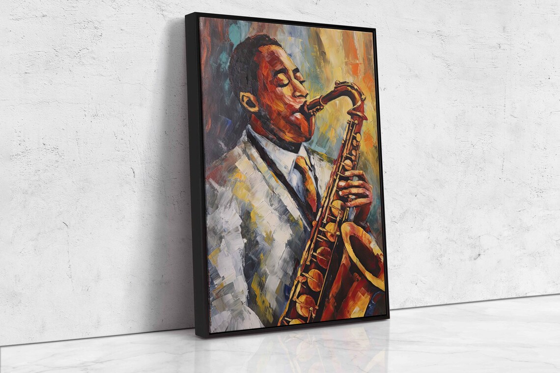 Jazz Saxophone Player Impressionist Oil Painting Music Poster - Image 4