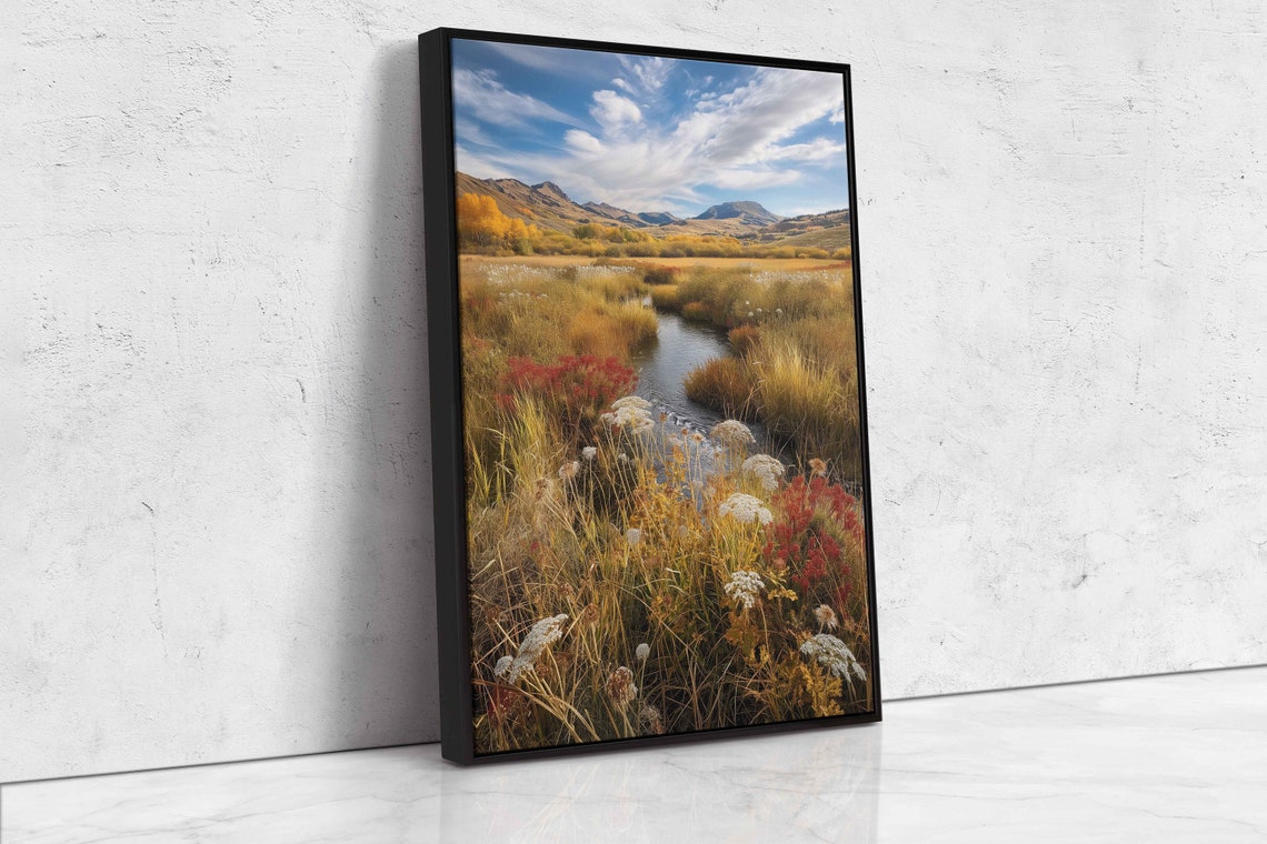 Mountain Marsh River Golden Autumn Grasses Valley Photo Poster - Image 4