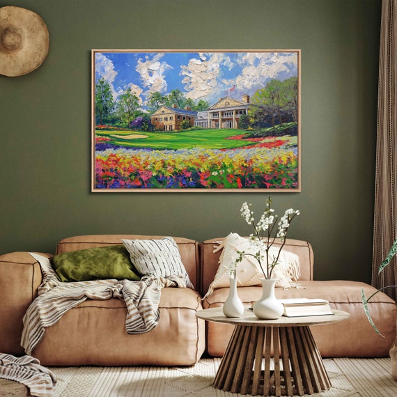 Augusta National Golf Course Clubhouse Acrylic Wall Art Print Gift For Golfer Beautiful Foliage Ready To Hang