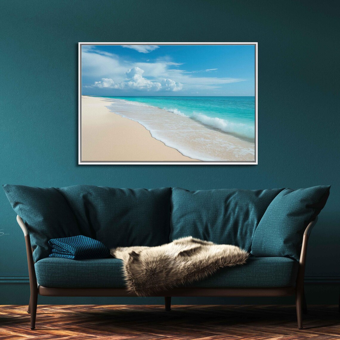 Tranquil Beach Scene, Soft Sand and Gentle Waves