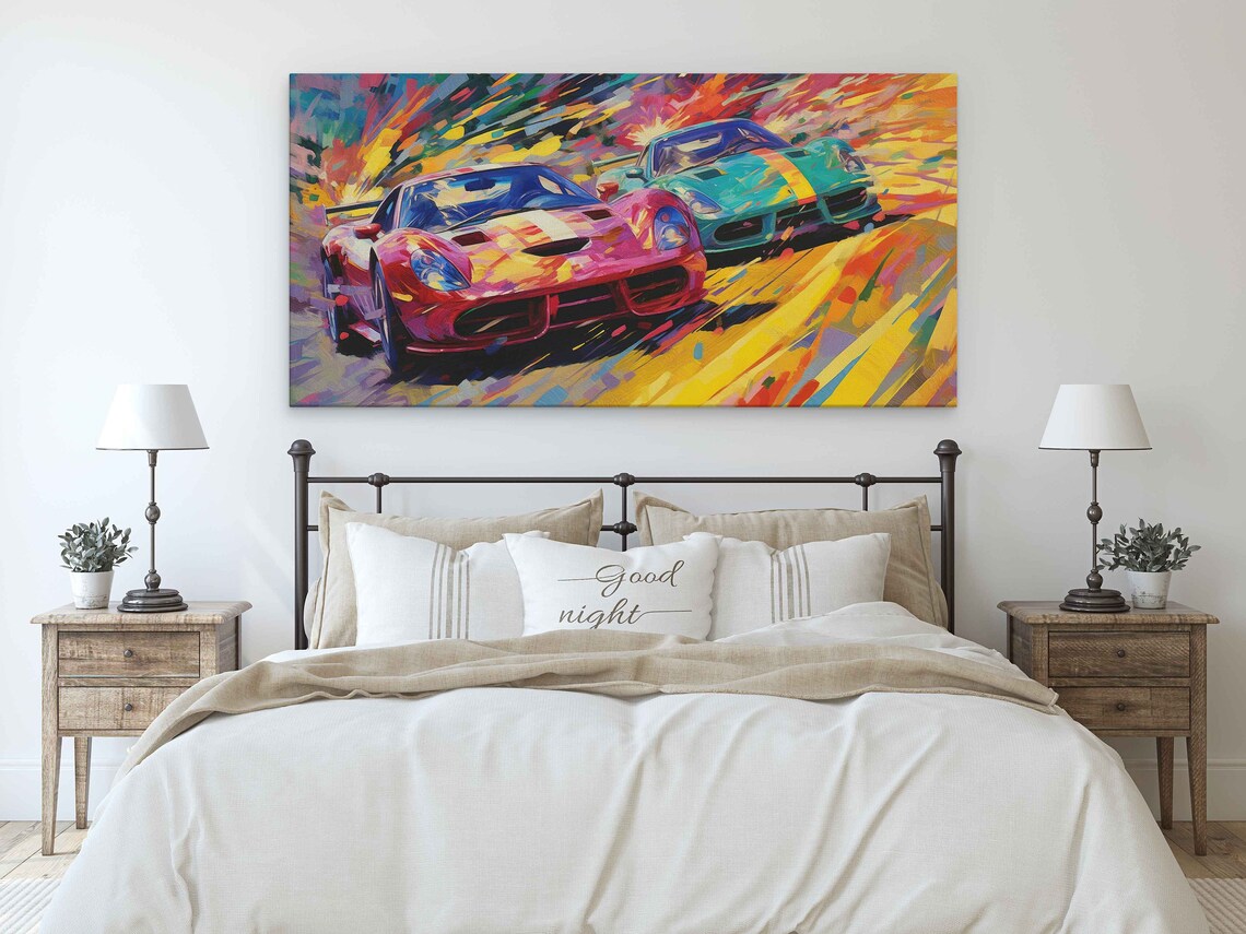 Abstract Racecars Palette Knife Painting Art Print - Image 3