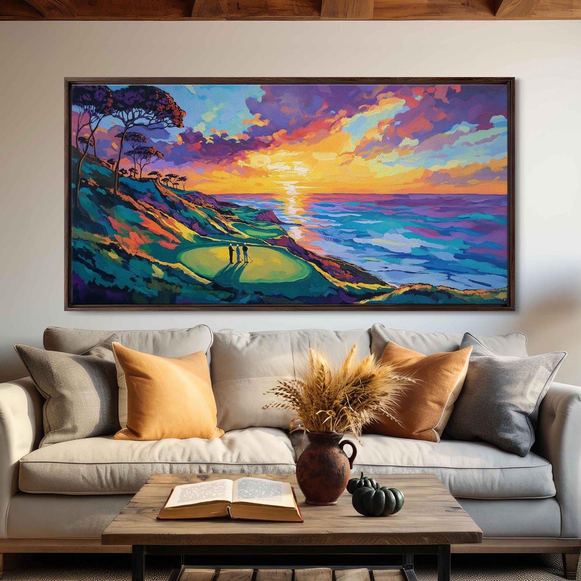 Torrey Pines Golf Course Ocean Cliffs Sunset Vibrant Colors Poster