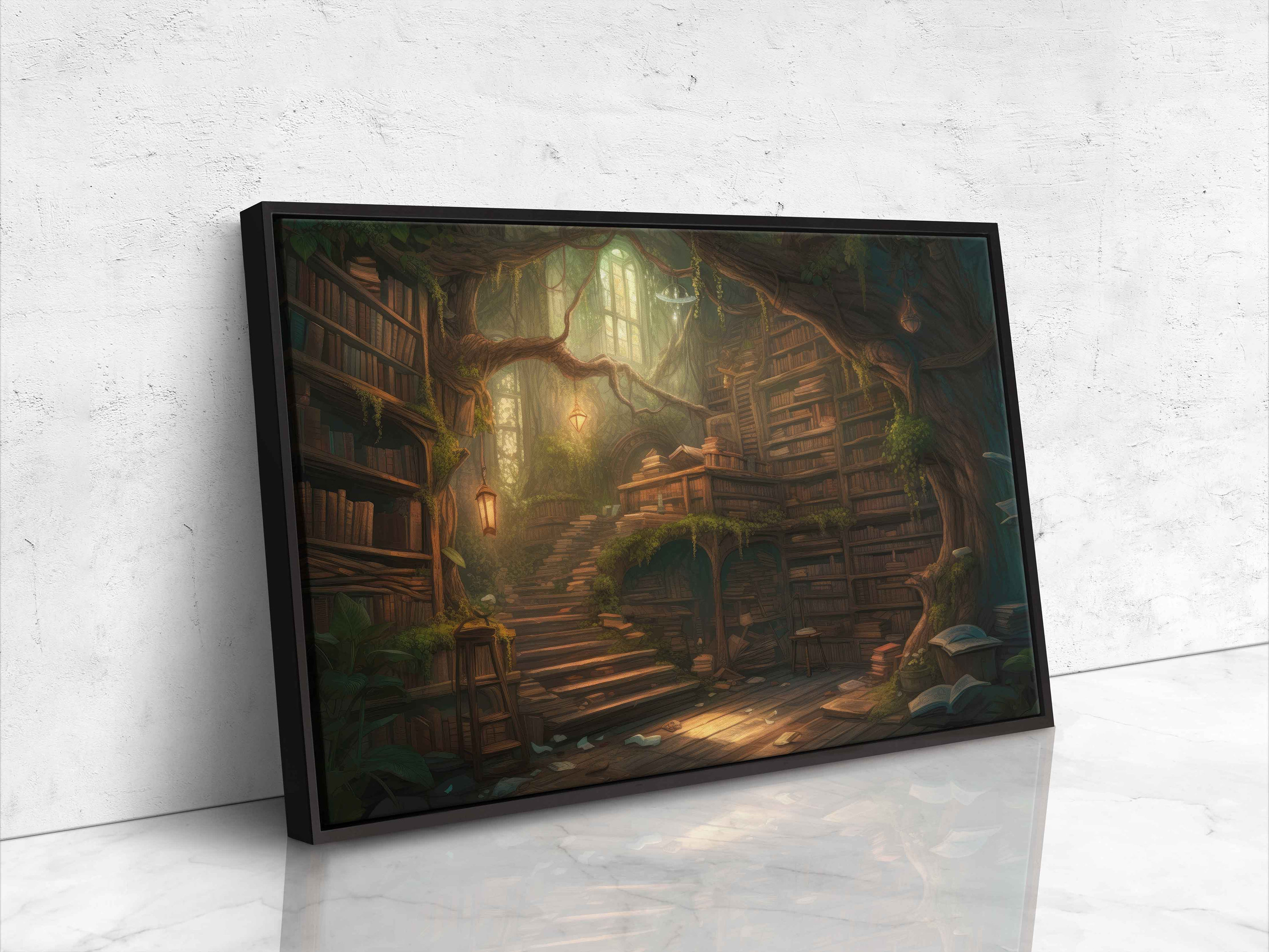 Magical Tree Library In Enchanted Forest, Art Print - Image 4