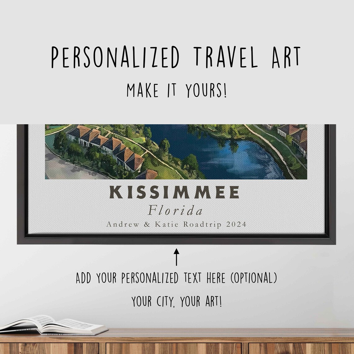 Kissimmee Florida Aerial Lake View Suburban Neighborhood Travel Poster - Image 4