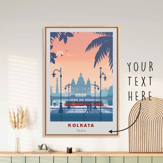 Kolkata India Acrylic Painting Travel Art Framed Wall Art Framed Fine Art Poster Paper Print Travel Home Decor