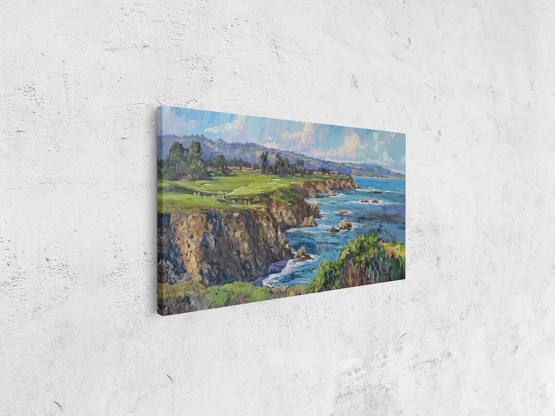 Pebble Beach Golf Links Pacific Cliffs Cypress Trees Ocean View Golf Poster - Image 4