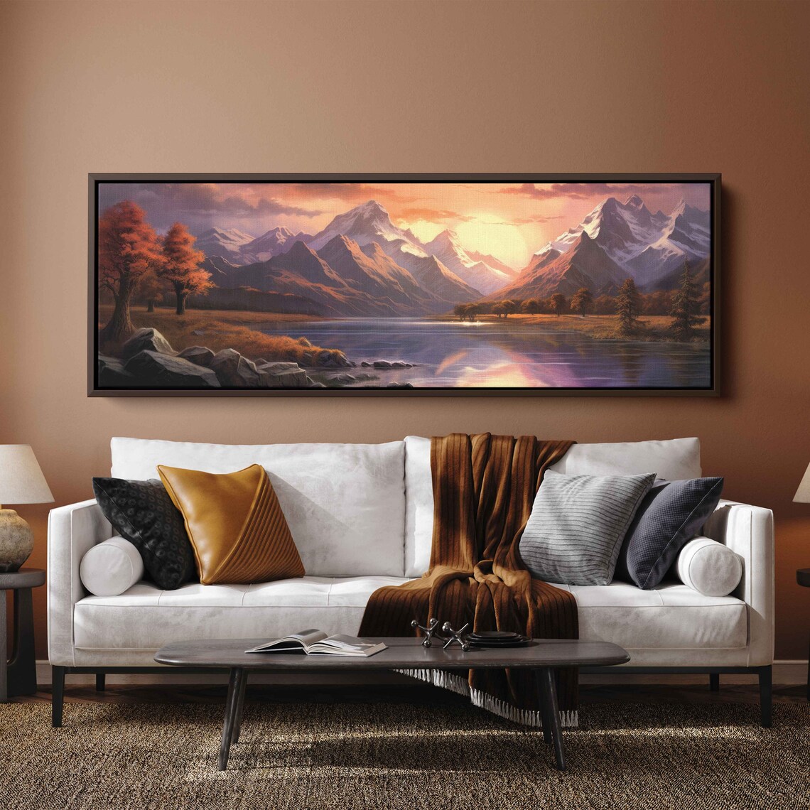 Sunset With Winding River And Mountains Art Print - Image 3