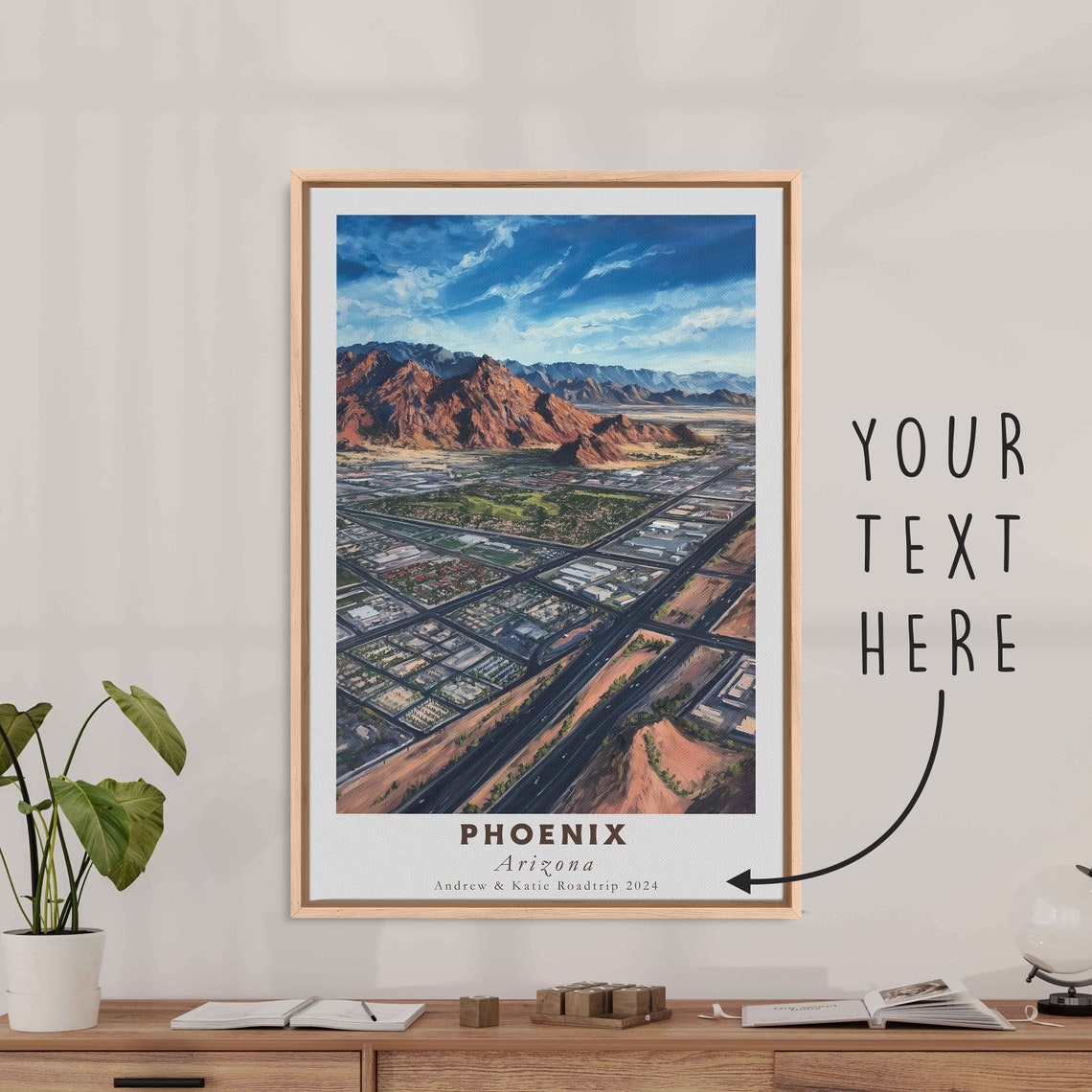Phoenix Arizona Camelback Mountain Desert Skyline View Travel Poster - Image 3