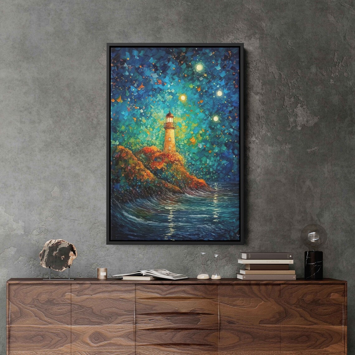 Lighthouse Semi-Abstract Colorful Wall Art Print