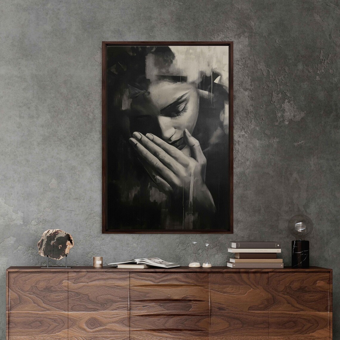 Monochromatic Abstract Painting, Intriguing Shadow Play - Image 3