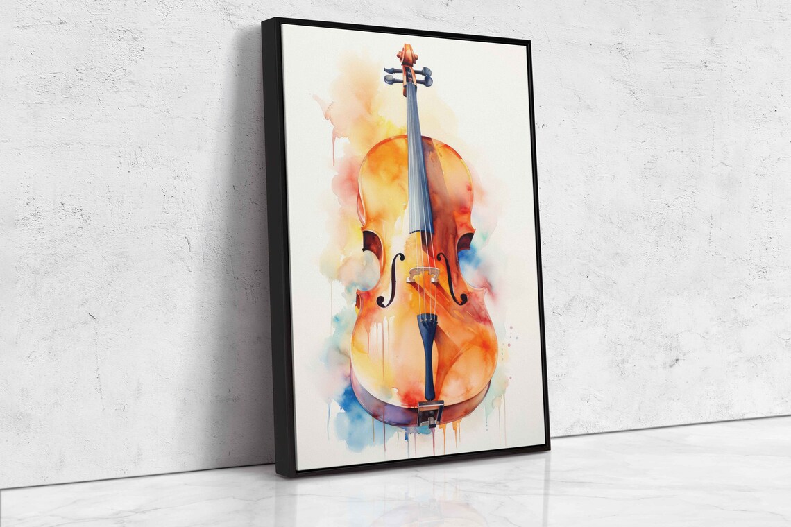 Watercolor Violin Painting Colorful Splash Music Instrument Wall Art - Image 4