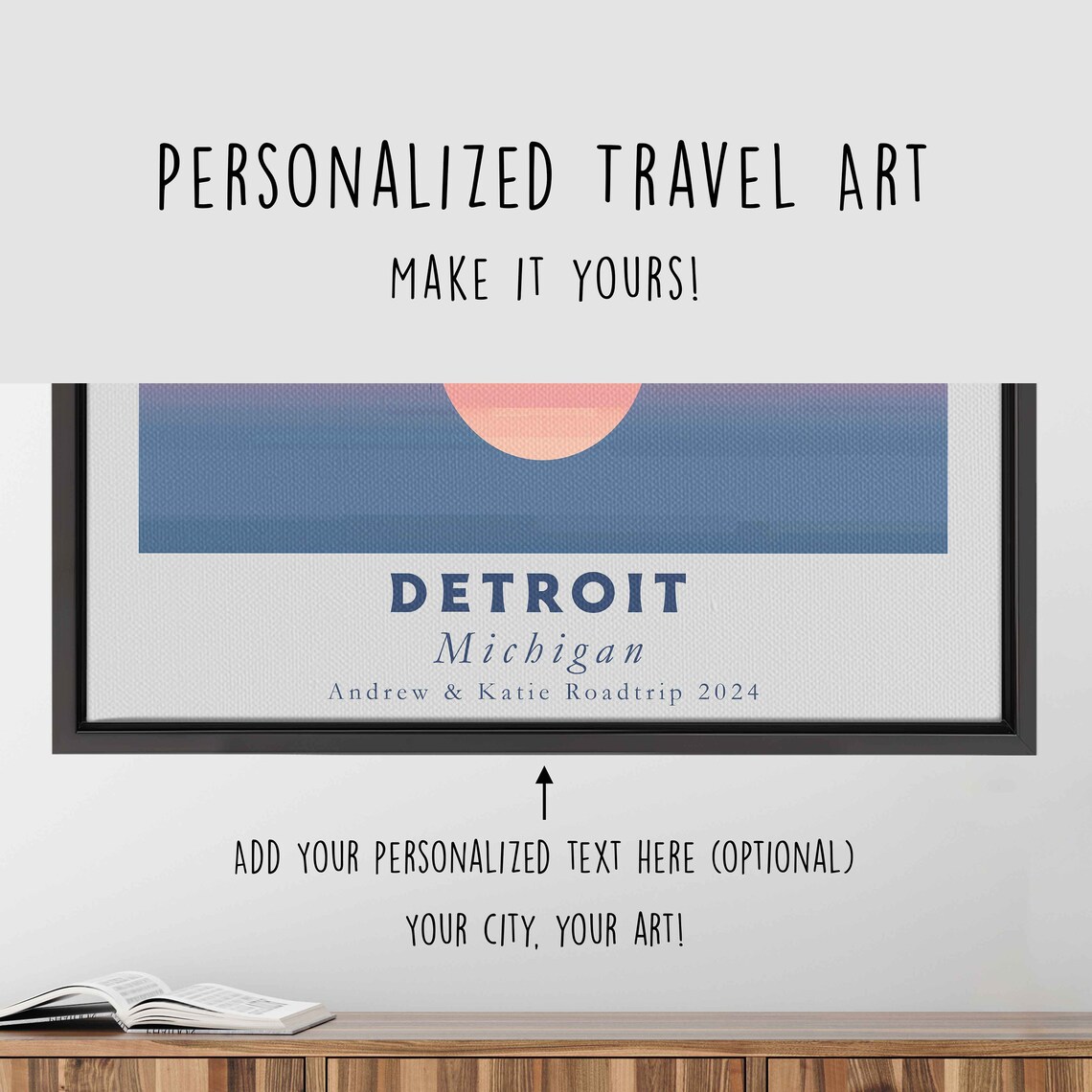 Detroit Michigan Skyline Water Reflection Sunset Travel Poster - Image 4