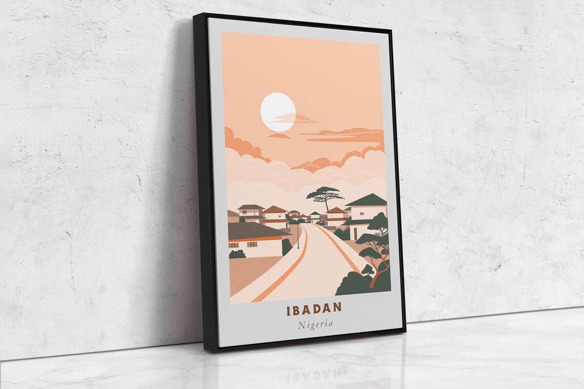 Ibadan Nigeria Residential Road Sunset Acacia Tree Travel Poster - Image 2