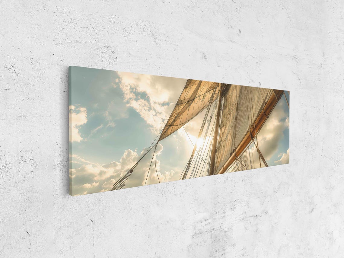 Sun Through Tall Ship Sails Rigging Warm Sky Panoramic Poster - Image 4