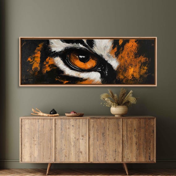 Tigers Eye Wall Art Print Bold Strokes Monochrome Orange And Black Minimalist Style