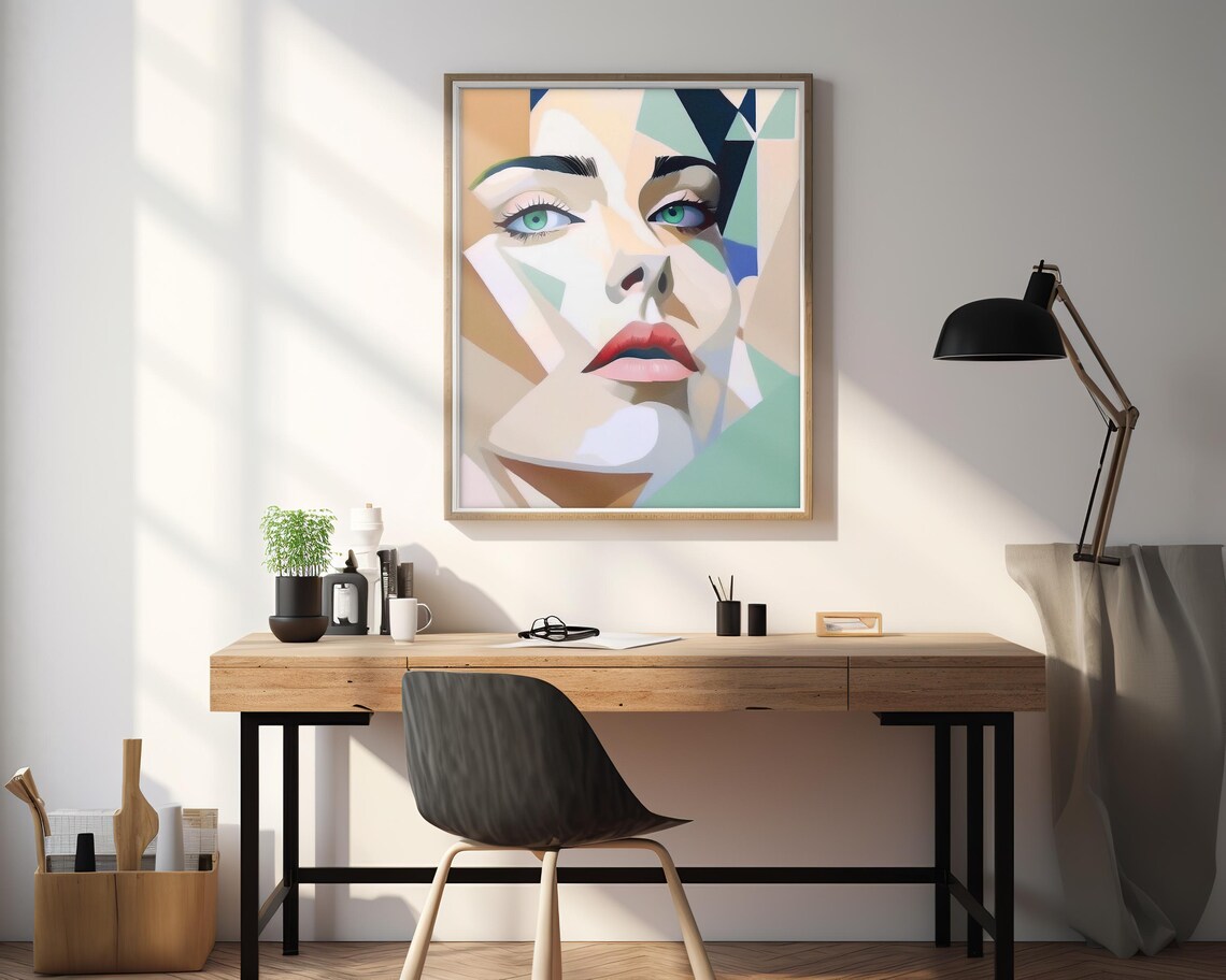 Abstract Geometric Woman Portrait, Boho Style - Image 2