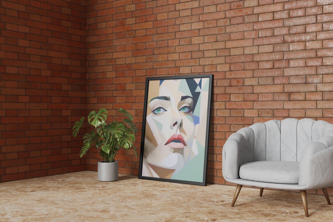 Abstract Geometric Woman Portrait, Boho Style - Image 4