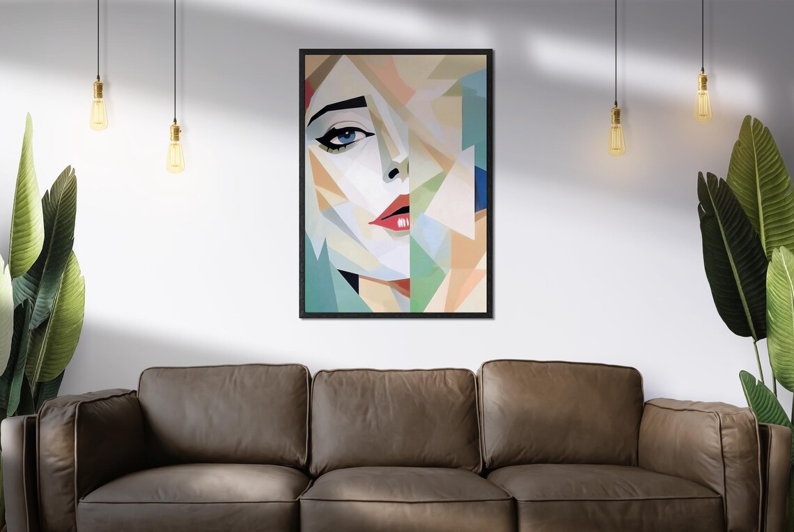 Abstract Geometric Woman Portrait, Modern Decor - Image 5