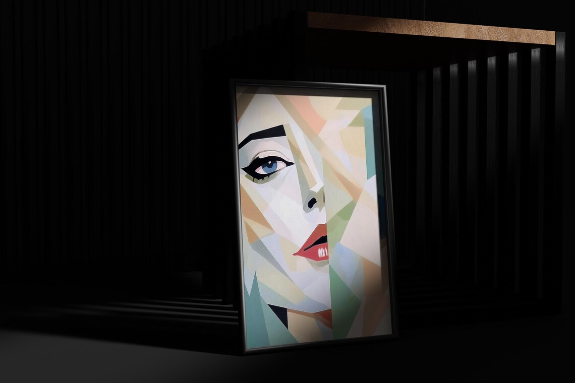 Abstract Geometric Woman Portrait, Modern Decor - Image 4