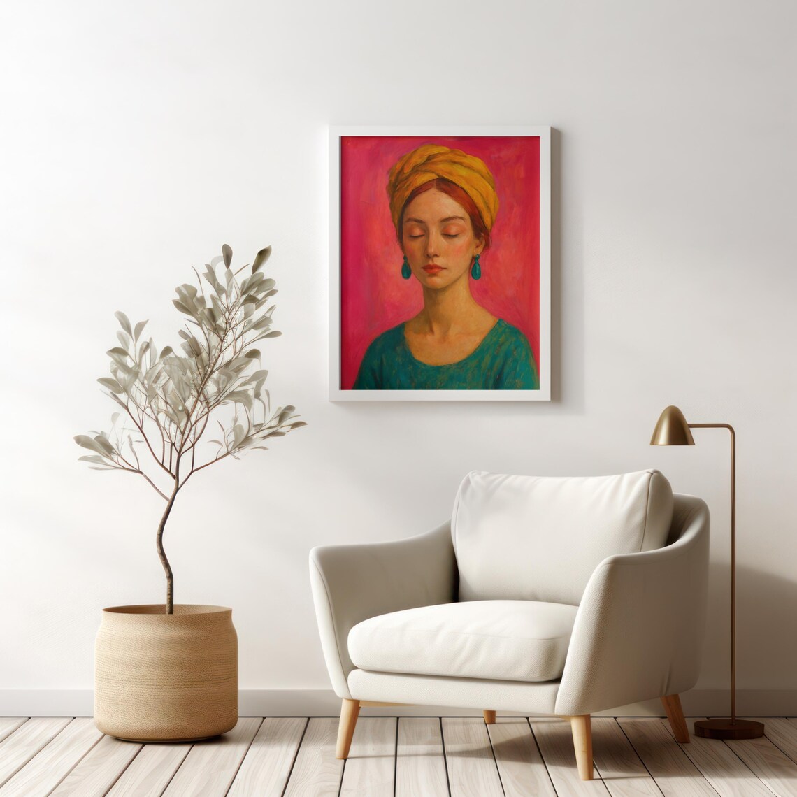 Boho Woman Portrait, Bold Colorful Female Face - Image 4