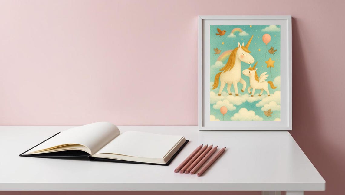 Unicorn Flying In The Sky, Whimsical Nursery Decor - Image 3