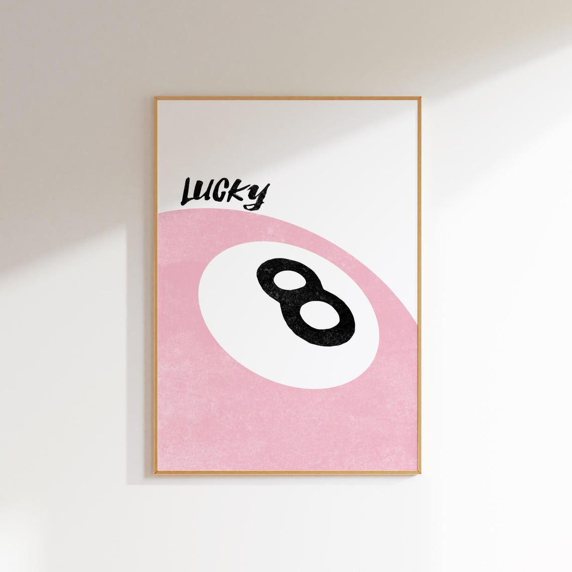 Lucky Pink 8 Ball Billiards Retro Dorm Room Wall Decor Poster
