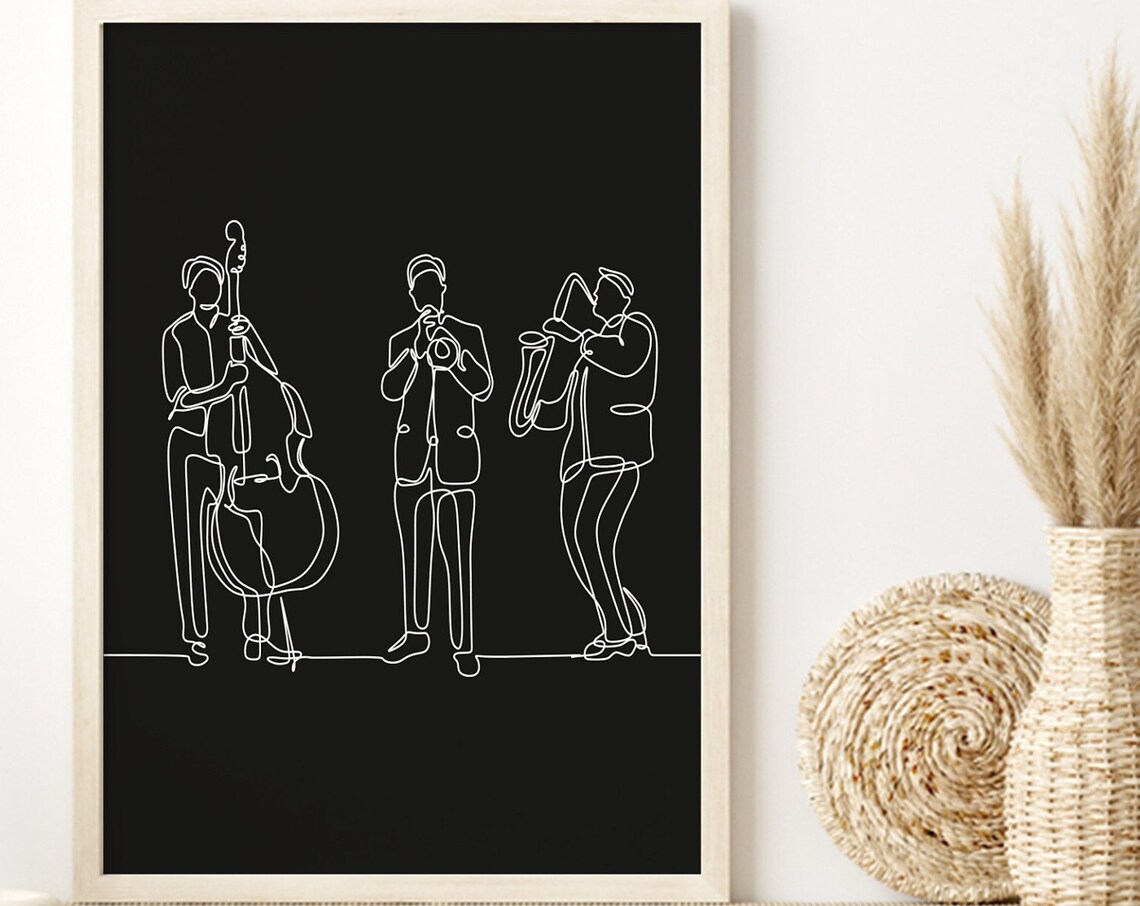 One Line Jazz Musicians, Minimalist Wall Art