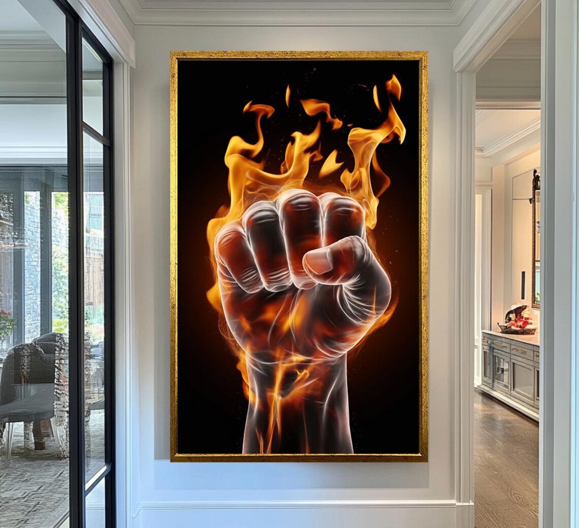 Flaming Fist, Dramatic Fire Effect Art Print