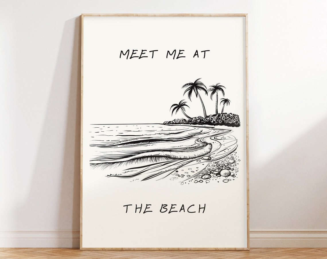 Meet Me at the Beach Island Shoreline Waves Tropical Coastal Poster