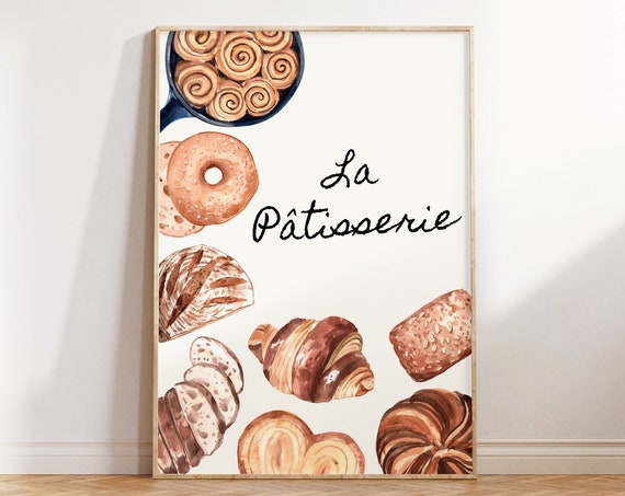 La Ptisserie Art Print Croissant Print Trendy Kitchen Wall Art Bakery Decor Baking Print Boulangerie Poster French Kitchen