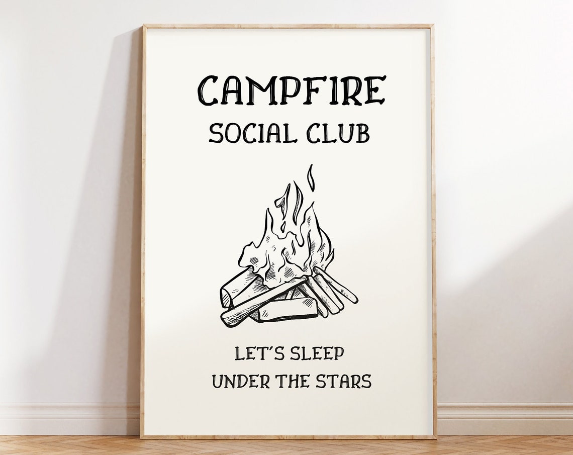 Campfire Social Club Sleep Under The Stars Campfire Drawing Poster
