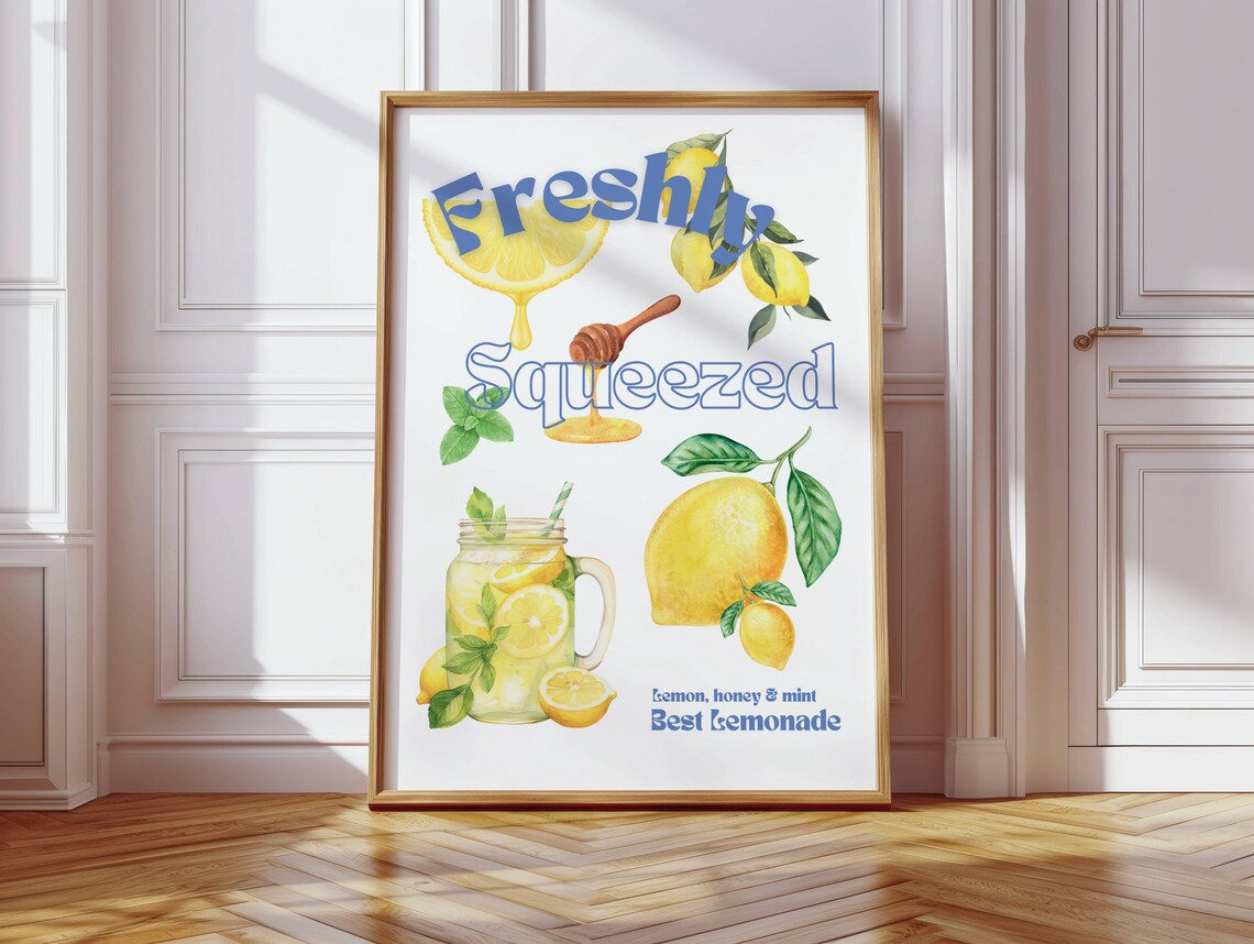 Freshly Squeezed Lemon Honey Mint Best Lemonade Kitchen Poster