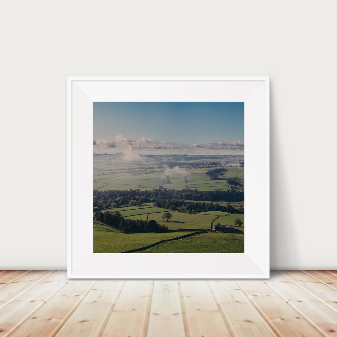 Peak District Morning Fog Over Rolling Green Hills Photo Poster