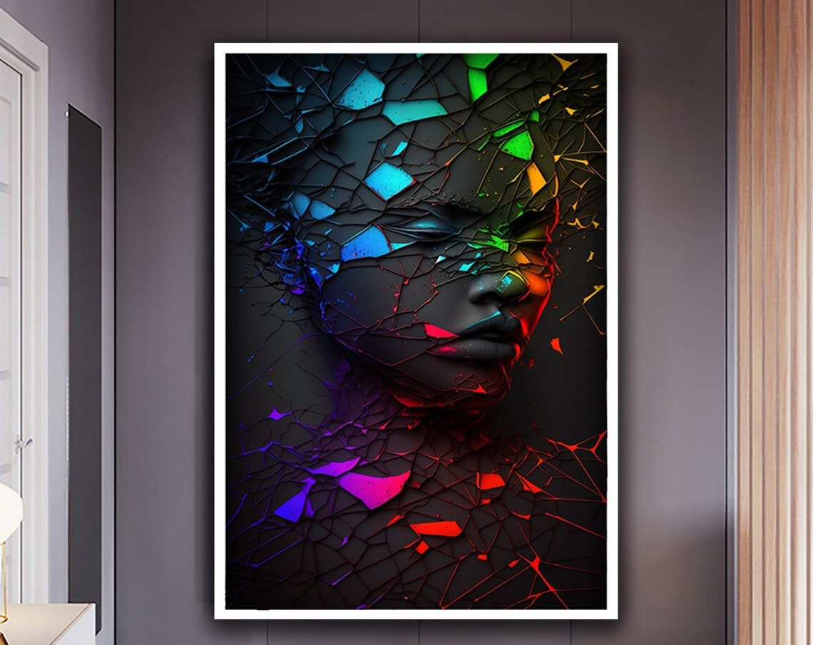 African Woman Colorful Painted Wall Art African Woman Painting Colorful Art Colorful Face Art Woman Print Gifts