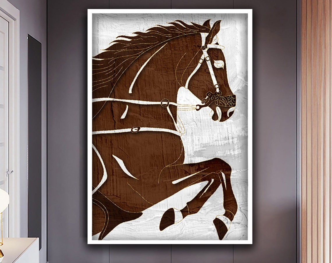 Brown Horse Wall Art Bucking Brown Horse Wall Art Horse Print Horse Painting Farmhouse Art Print Animal Art