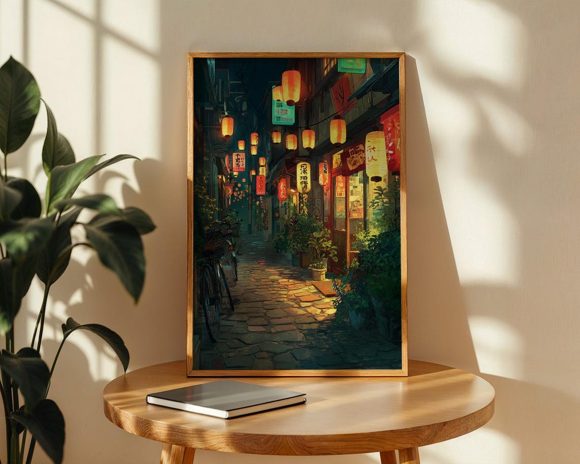 Tokyo Streets Poster Japan City Wall Art Travel Print Urban Street Scene Illustration Japanese Cityscape Decor Lover Gift