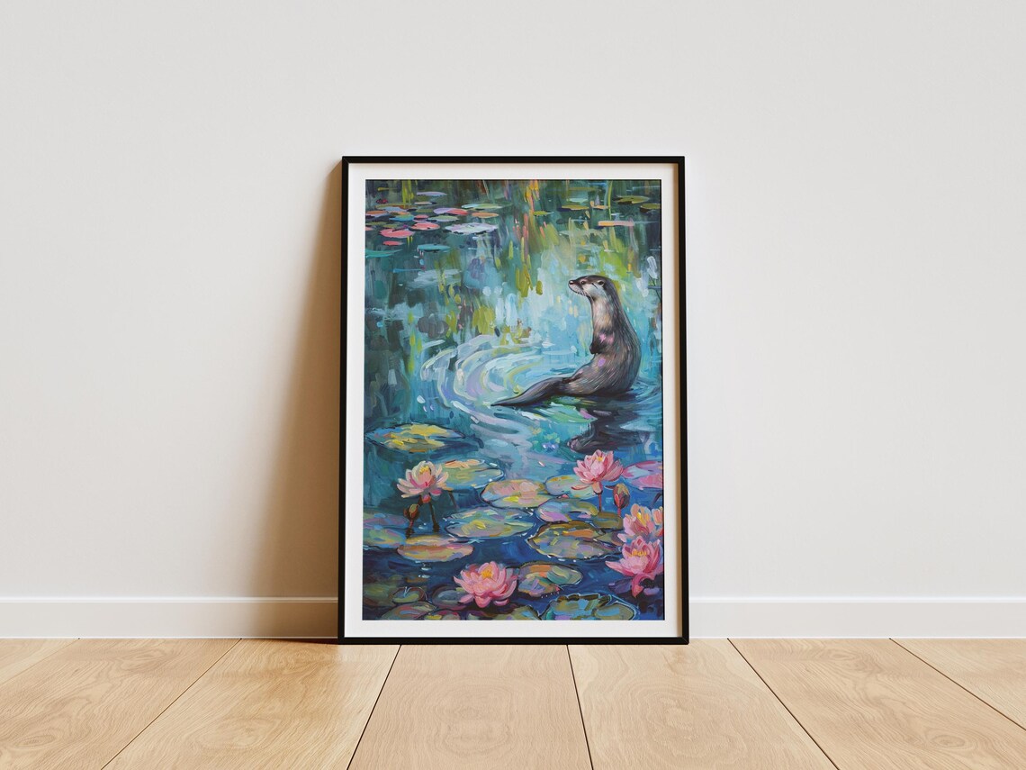 Otter Cute Whimsical Wildlife Nursery Art Print