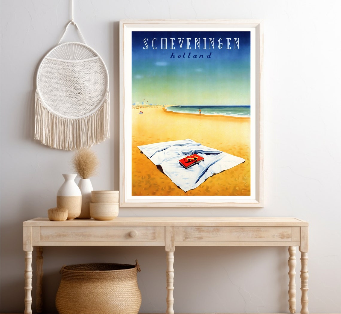 Scheveningen Holland Beach Towel Book Minimalist Sunset Travel Poster - Image 4
