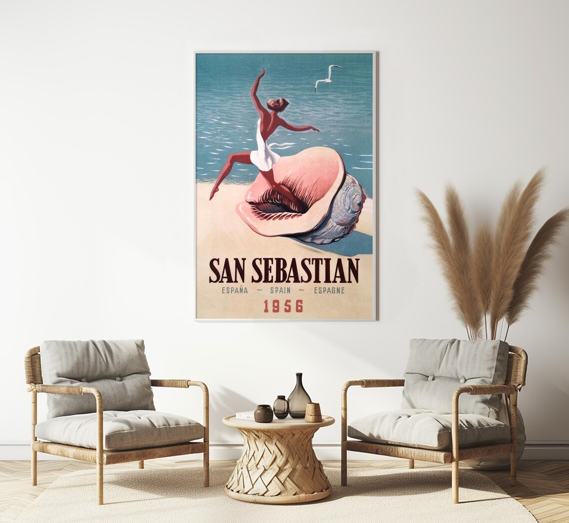 San Sebastian Spain Vintage Travel Poster, Europe - Image 3