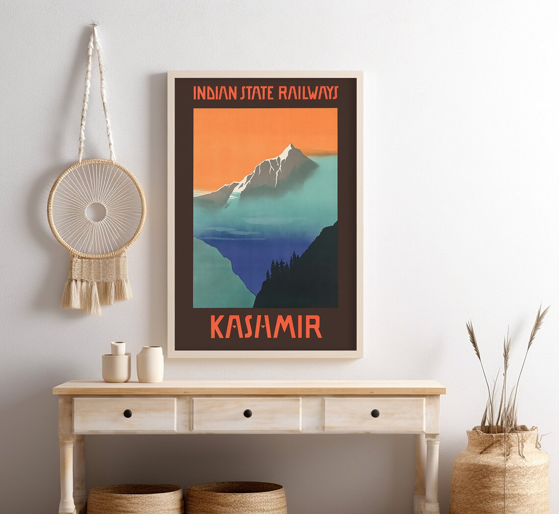 Kashmir Indian State Railways Vintage Travel Poster - Image 4