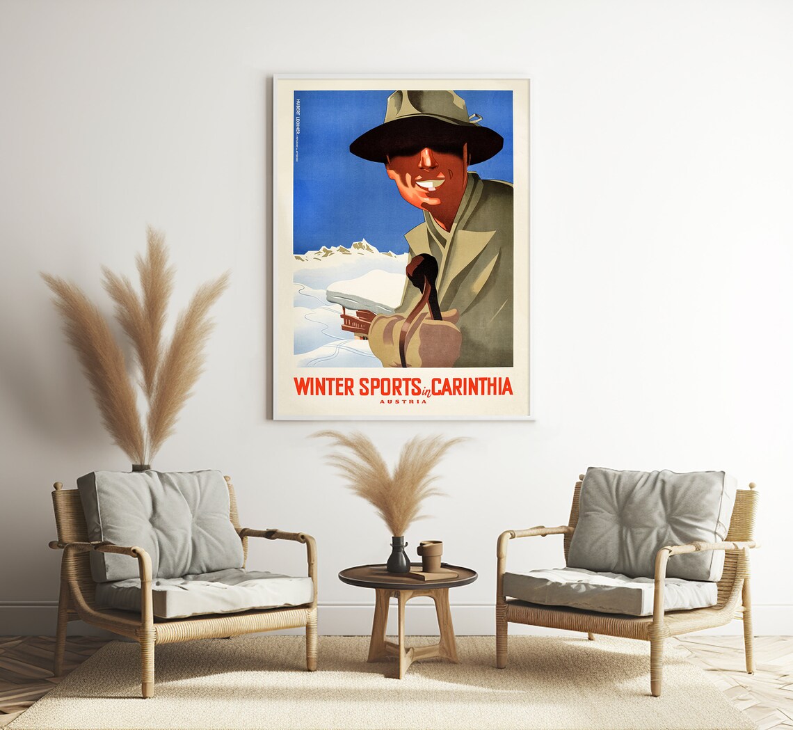 Winter Sports In Carinthia Austria Vintage Travel Poster - Image 3