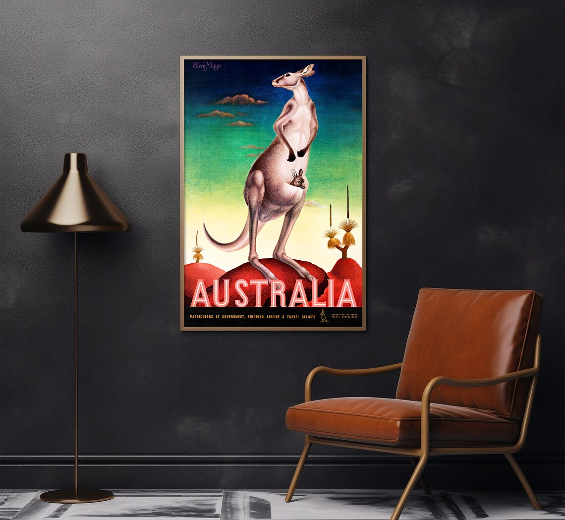 Australia Kangaroos Vintage Travel Poster Art Print - Image 2