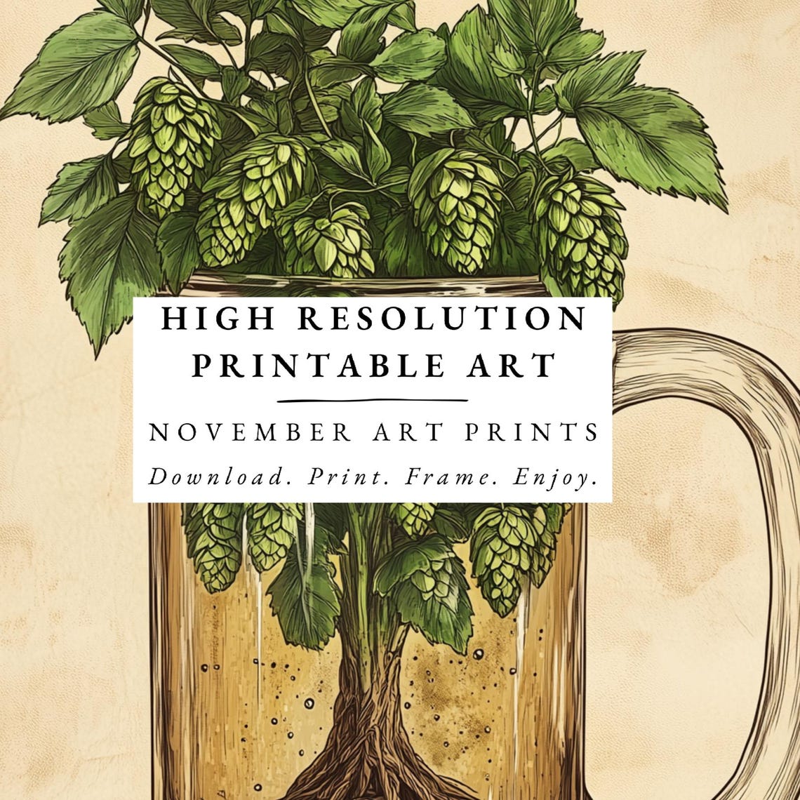 Roots Of Beer Vintage Hops Tree Brewery Poster Print - Image 3
