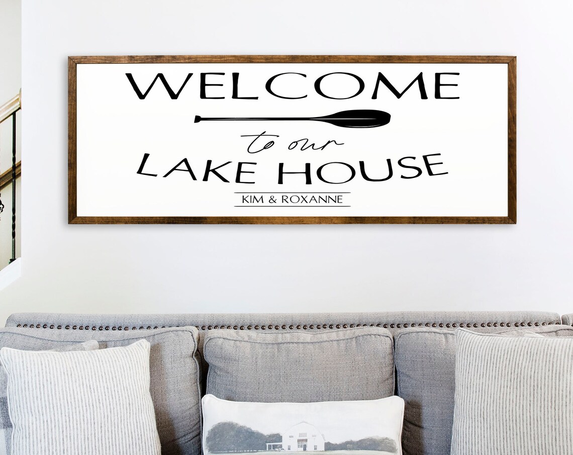 Welcome To Our Lake House Personalized Sign Art Print