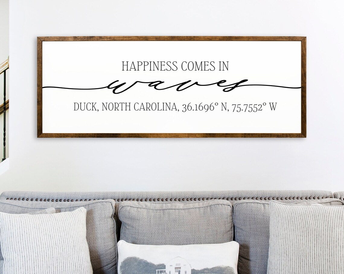 Happiness Comes In Waves Custom Coordinates Art Print