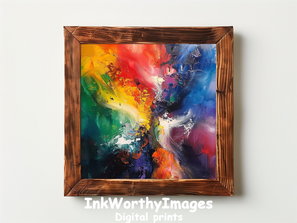 Explosive Abstract Rainbow Burst, Modern Painting - Image 3